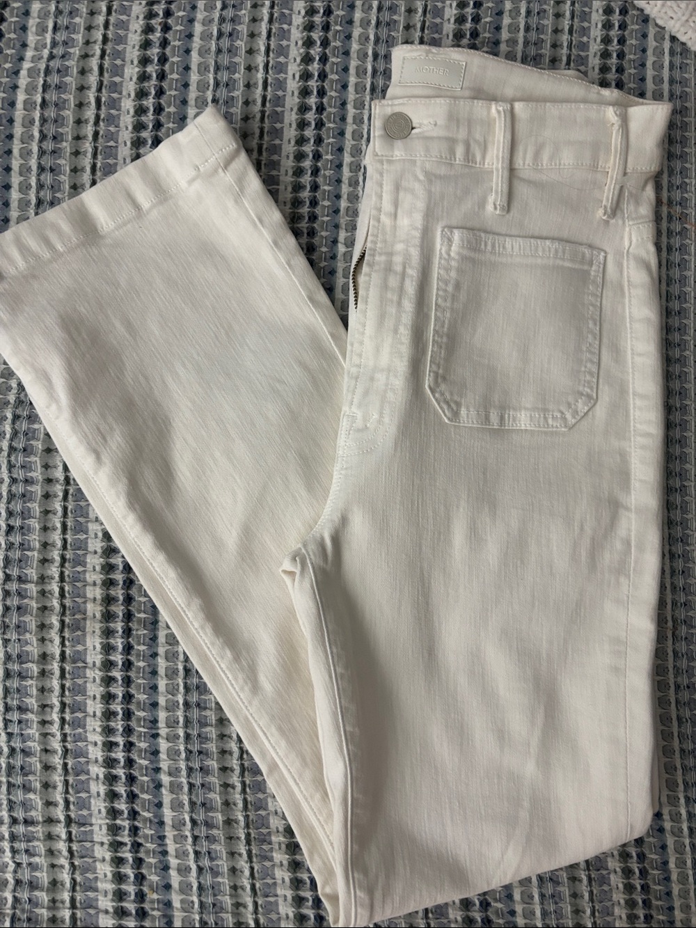MOTHER Cream Puffs Ankle Jeans - “HUSTLER PATCH POCKETS”